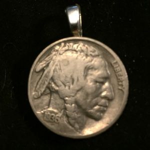 Vintage coin pendant 1930s Buffalo Nickel
